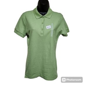 Gildan Premium Cotton Womens Short Sleeve Light Green 3 Button Down Polo Size S